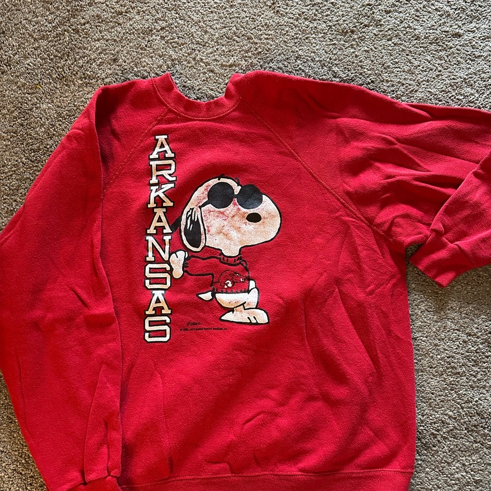 Red Arkansas Snoopy Sweatshirt